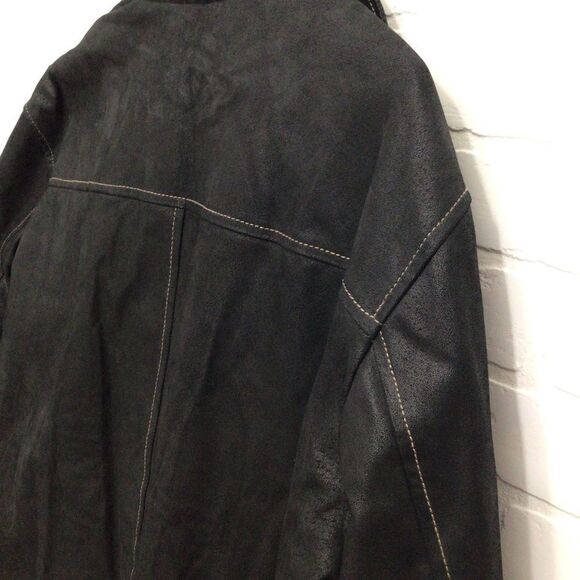 CRUZE men black genuine leather jacket mid season classic plus size 2XL - Picture 8 of 16